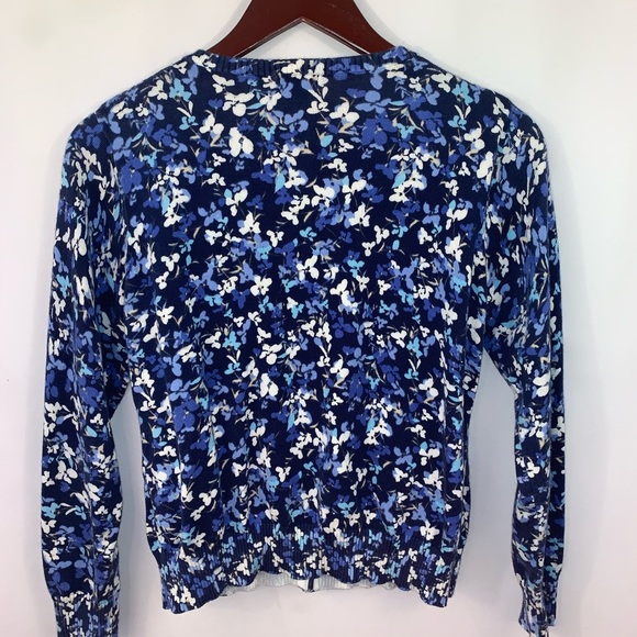 LL Bean Cardigan Sweater Floral Button Down M Pet - Picture 5 of 5